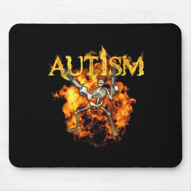 Alfombrilla De Ratón Autism Skeleton Guns Funny Fire Bones Spooki (Frente)