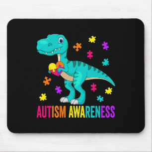 Alfombrilla De Ratón Autismo Conciencia Dinosaurio Rompecabezas de auti