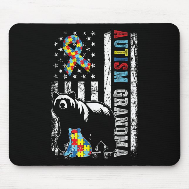 Alfombrilla De Ratón Autismo El Oso De La Abuela Con Puzzles Y Ampollas (Frente)