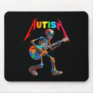 Alfombrilla De Ratón Autismo Esqueleto Guitarra Rock Puzzle Música Auti