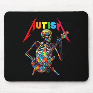 Alfombrilla De Ratón Autismo Esqueleto guitarrista rock autismo musical