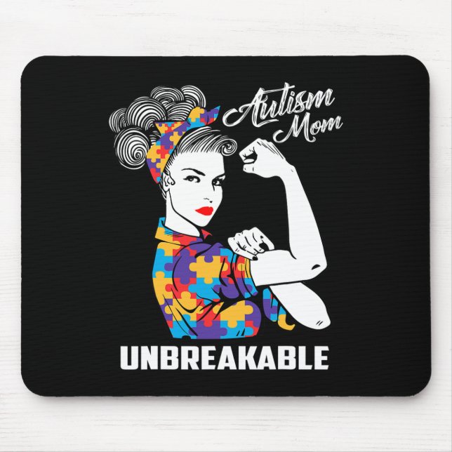 Alfombrilla De Ratón Autismo Mamá inquebrantable regalo de conciencia s (Frente)