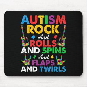 Alfombrilla De Ratón Autismo Rock Roll Spin Twirls Guitarra Rompecabeza