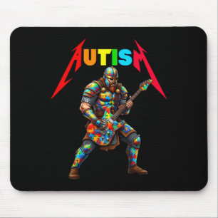 Alfombrilla De Ratón Autismo vikingo guitarrista música rock autismo