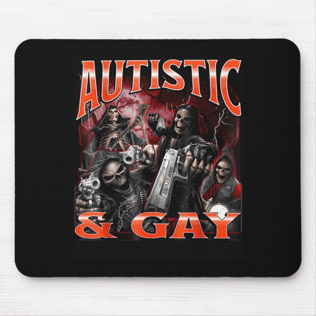 Alfombrilla De Ratón Autista y gay divertido esqueleto duro meme bootle (Frente)