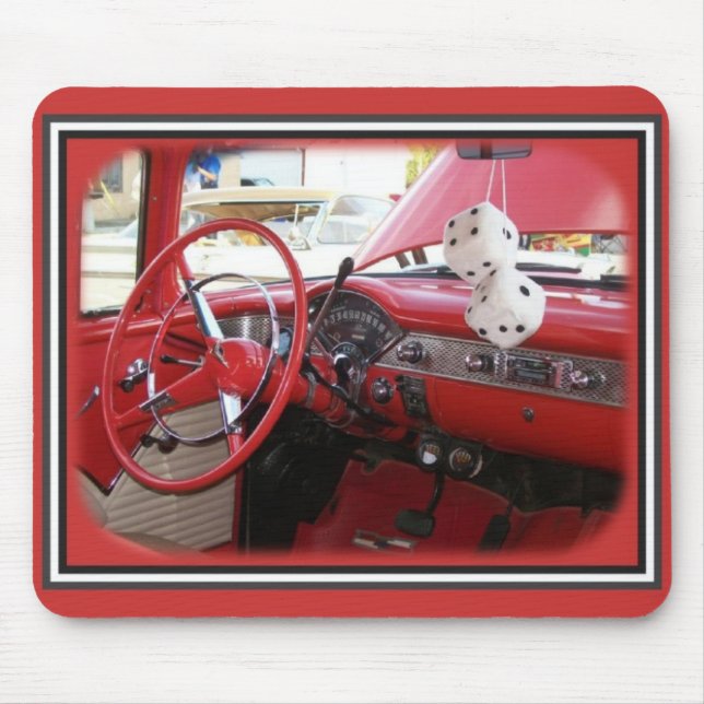 Alfombrilla De Ratón Auto clásico con dados (Frente)