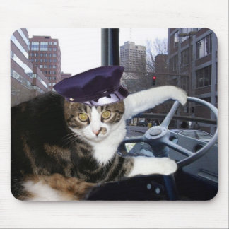 Alfombrilla De Ratón Autobús que conduce el gato