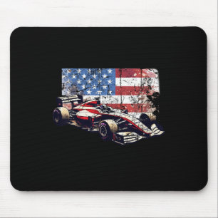 Alfombrilla De Ratón Automóvil de Carreras Vintage Bandera Estadouniden