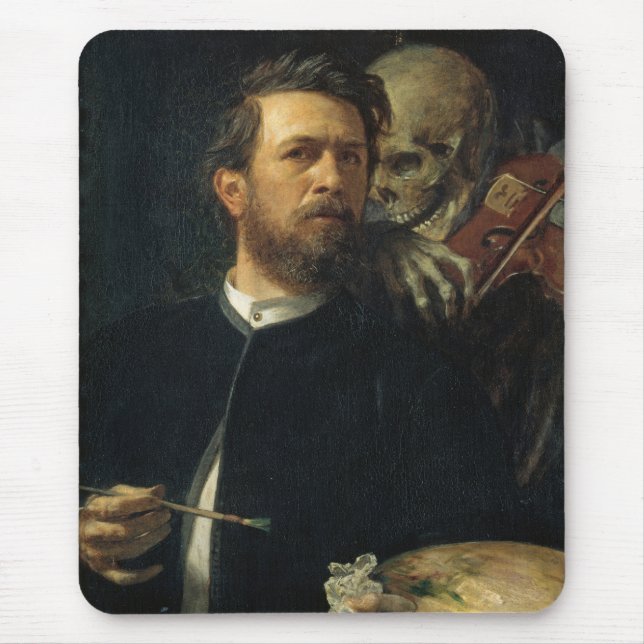 Alfombrilla De Ratón Autoretrato con la muerte como ladrón (de Böcklin) (Frente)