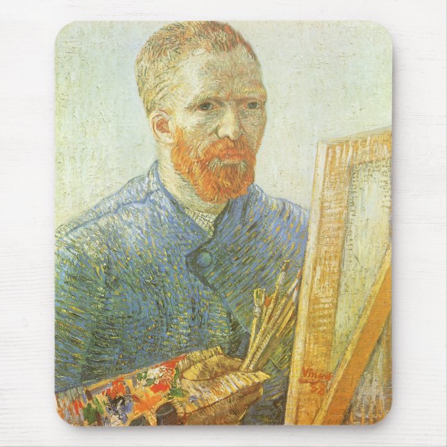 Alfombrilla De Ratón Autoretrato frente a Easel, Vincent van Gogh (Frente)
