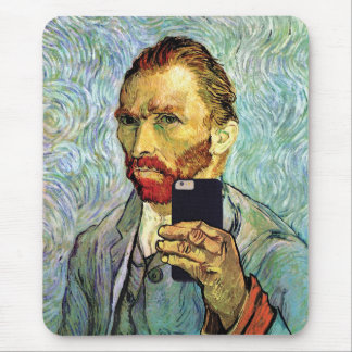Alfombrilla De Ratón Autorretrato de Vincent Van Gogh con selfie de tel