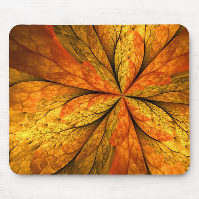 Alfombrilla De Ratón Autumn Feeling, Modern Abstract Fractal Flower (Frente)