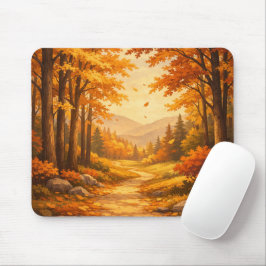 Alfombrilla De Ratón Autumn Forest Illustration Mouse Pad