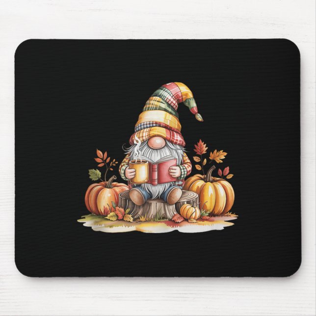 Alfombrilla De Ratón Autumn Gnome Reading Book With Pumpkins Fall Tank  (Frente)