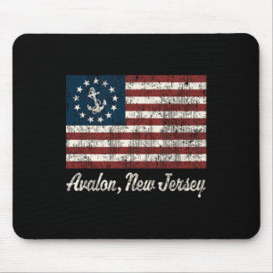 Alfombrilla De Ratón Avalon Nj Vintage Sailing Us Anchor Boat Flag Tee