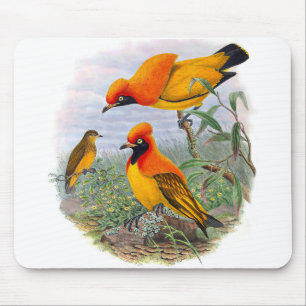 Alfombrilla De Ratón Ave Dorada Vintage Del Paraíso - Mousepad