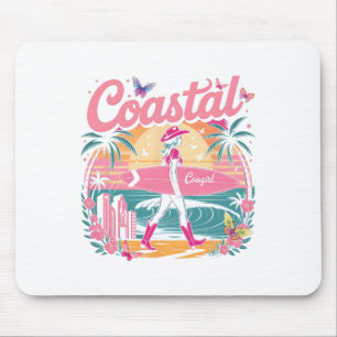 Alfombrilla De Ratón Aventura de chica cowgirl costera surfeando olas e