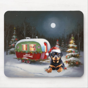 Alfombrilla De Ratón Aventura de Navidad de la Caravana del Rottweiler