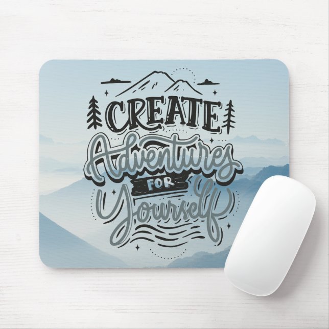 Alfombrilla De Ratón Aventuras modernas azules y grises (Con ratón)