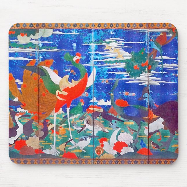 Alfombrilla De Ratón Aves, animales y plantas florecientes (izquierda)  (Frente)