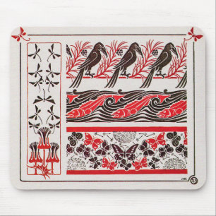 Alfombrilla De Ratón Aves antiguas en Art Nouveau de Maurice Verneuil