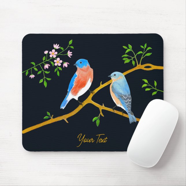 Alfombrilla De Ratón Aves azules (Con ratón)
