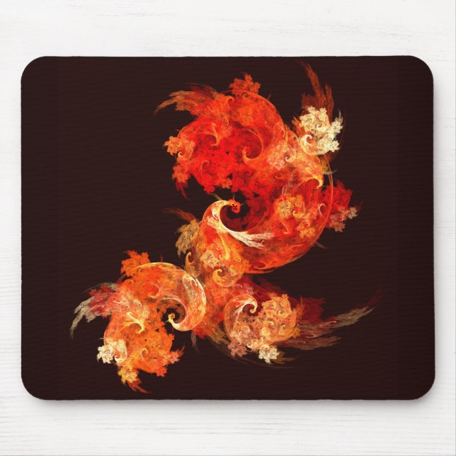 Alfombrilla De Ratón Aves de Fuego bailando Resumen Art Mousepad (Frente)