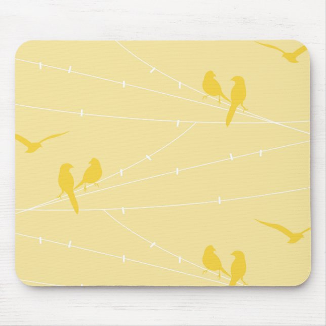 Alfombrilla De Ratón Aves en un cable (Frente)