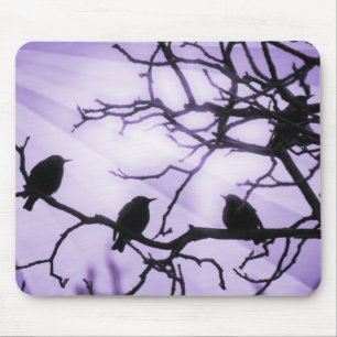 Alfombrilla De Ratón Aves en una rama - Lavanda Raya MousePad
