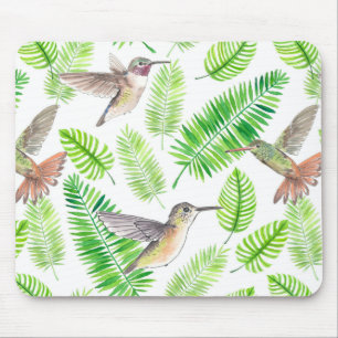Alfombrilla De Ratón Aves húmedas y hojas tropicales