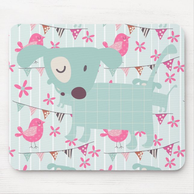 Alfombrilla De Ratón Aves, perros, carteles, flores (Frente)