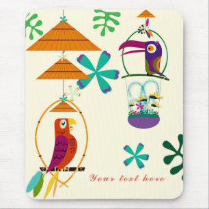 Alfombrilla De Ratón Aves Tiki Arte Retro Vintage Personalizado