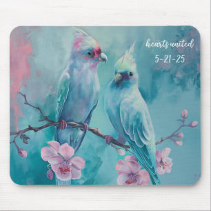 Alfombrilla De Ratón Aves turquesas Corazón de Mousepad Unida