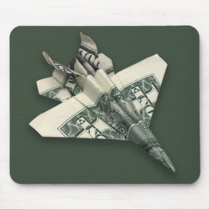 Alfombrilla De Ratón Avión de combate F-18 de Origami de dinero