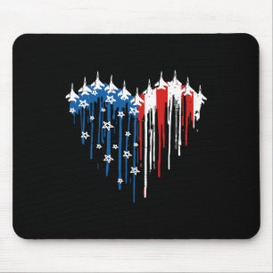 Alfombrilla De Ratón Avión de combate retro bandera americana corazón 4