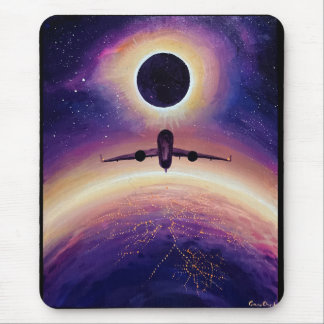 Alfombrilla De Ratón Avión en ciudad de vuelo y eclipse