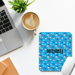 Alfombrilla De Ratón Avión y nubes de color, aviador, Personalizado