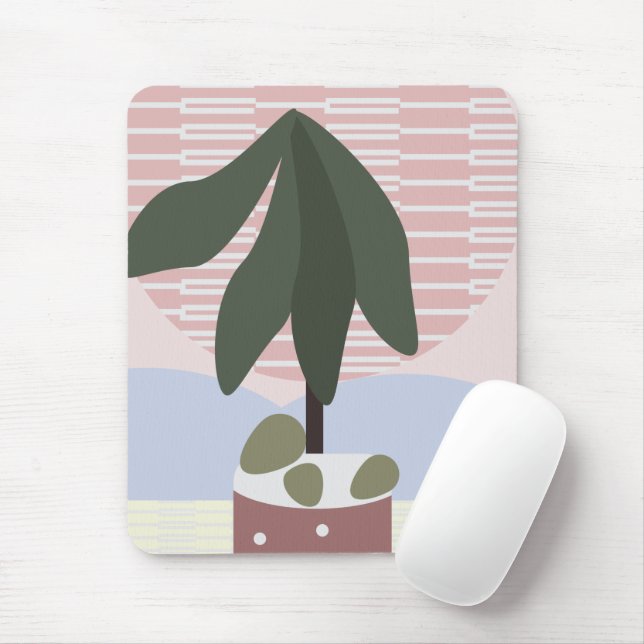 Alfombrilla De Ratón Avocado Tree Blush Muted Geométrico   (Con ratón)