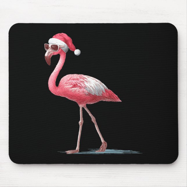 Alfombrilla De Ratón Awesome Cool Flamingo With Christmas Hat And Sungl (Frente)
