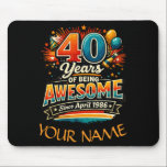 Alfombrilla De Ratón Awesome Since April 1986<br><div class="desc">A smooth and durable mouse pad featuring the vibrant “Awesome Since April 1986” design. Perfect for everyday use while celebrating a milestone birthday in style.</div>