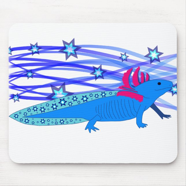 Alfombrilla De Ratón Axolotl azul con estrellas (Frente)