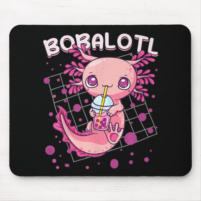 Alfombrilla De Ratón Axolotl Boba Tea Bubble Tea Kawaii Anime Japonés (Frente)
