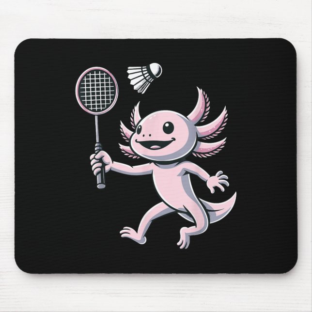 Alfombrilla De Ratón Axolotl Playing Badminton Player Shuttle Sport  (Frente)