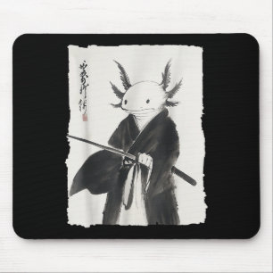 Alfombrilla De Ratón Axolotl Samurai Janpanese Vintage Warrior Art Anim