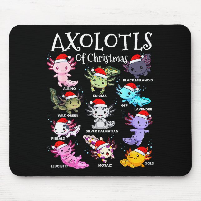 Alfombrilla De Ratón Axolotls Santa Hat Christmas Pajama Cute Animal Ax (Frente)