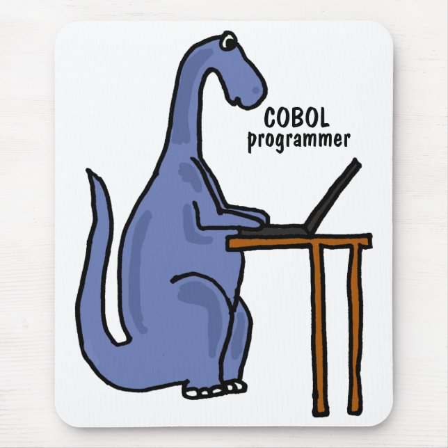 Alfombrilla De Ratón AY- dinosaurio Mousepad del programador de COBOL (Frente)