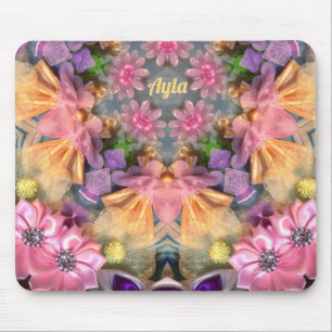 Alfombrilla De Ratón AYLA ~ Patrón rosa morado amarillo amarillo azul