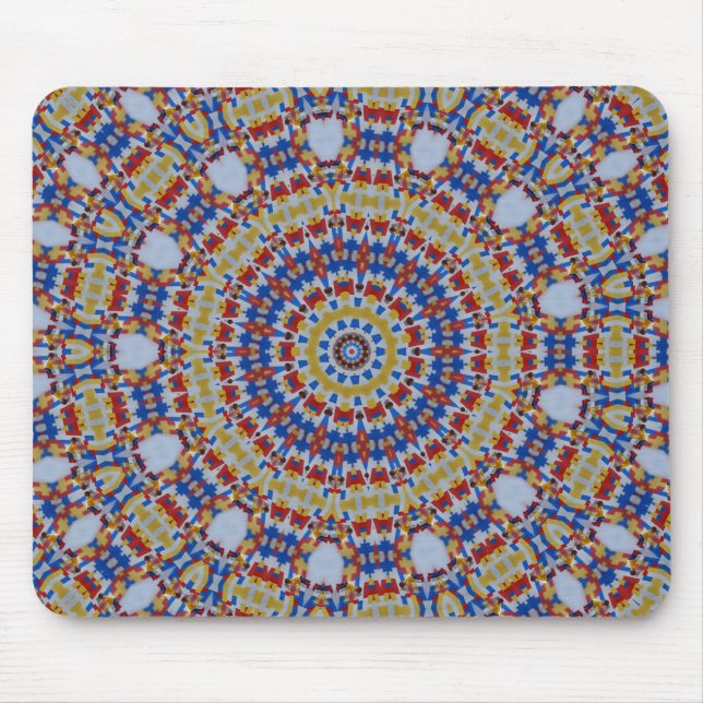 Alfombrilla De Ratón azul amarillo Mandala (Frente)