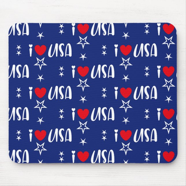 ALFOMBRILLA DE RATÓN AZUL BLANCO PATRIÓTICO ME ENCANTA EE.UU. (Frente)