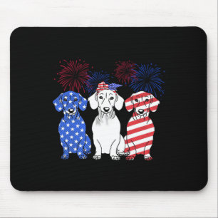 Alfombrilla De Ratón Azul Blanco Rojo Dachshund Perro Bandera Estadouni